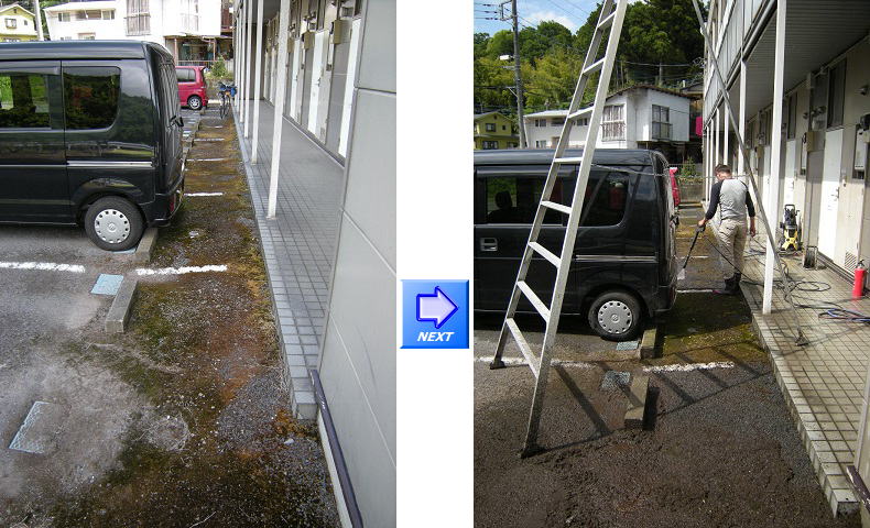 糸島市 高圧洗浄 外壁 高圧洗浄機 コンクリ レンガ ブロック 車庫 玄関 門柱